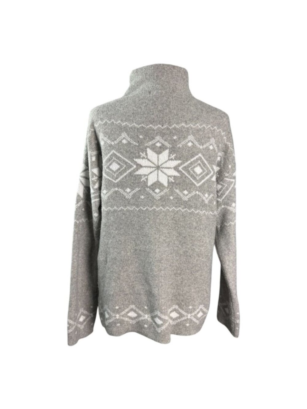 Christian Siriano Sweater Women M Gray Snowflake Fair Isle Turtleneck Tunic - Picture 10 of 10